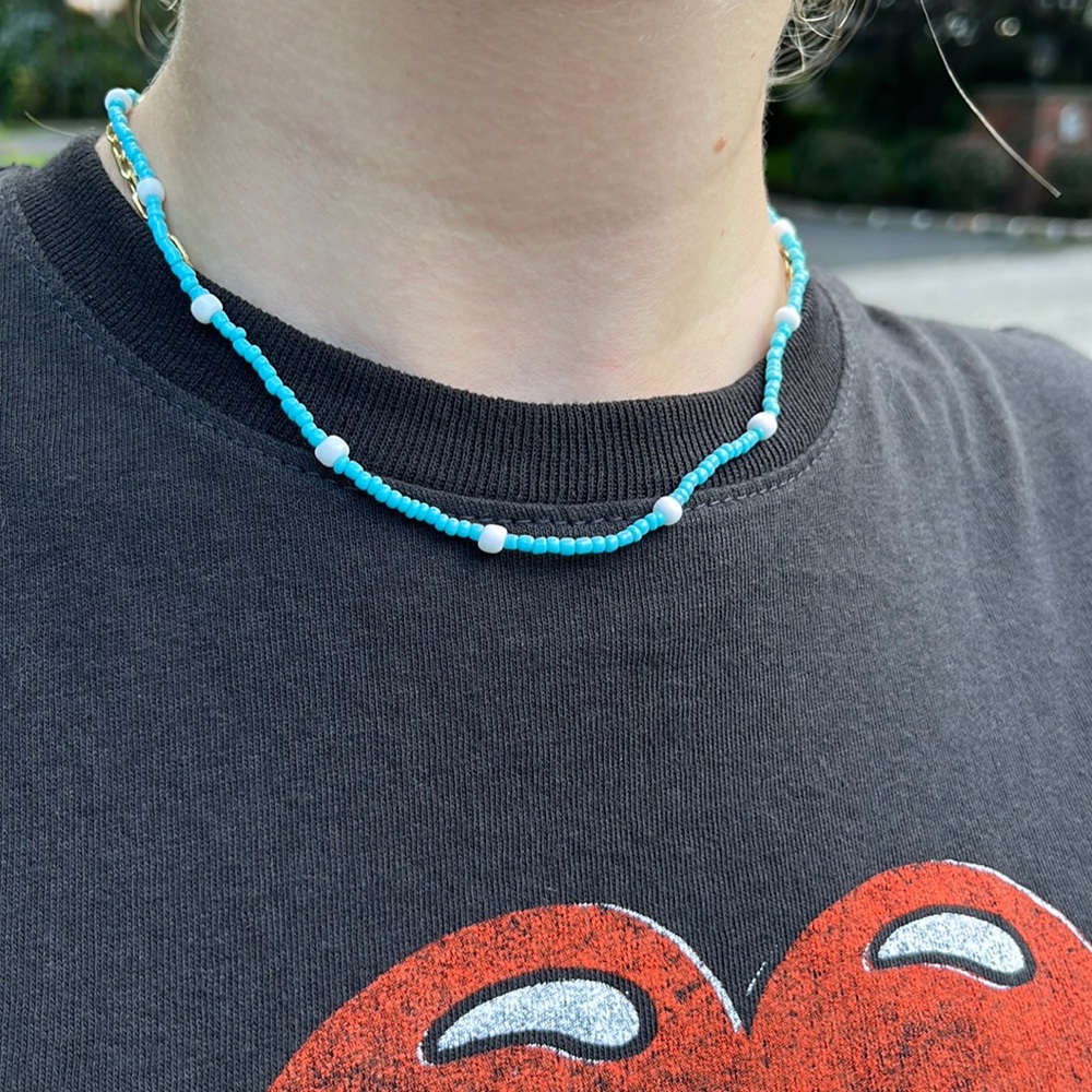 Beaded homemade neckless great for summer, very stackable.